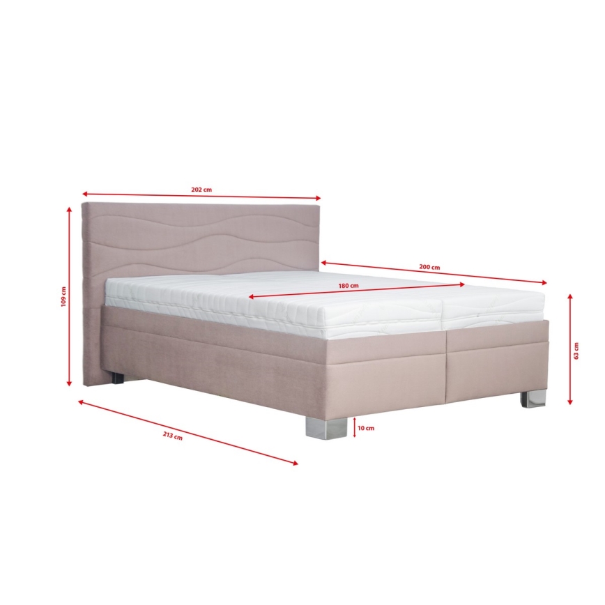 Υφασμάτινο κρεβάτι με στρώμα WINDSOR 180x200 εκ. σε μπεζ χρώμα