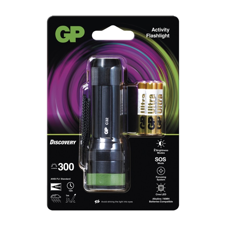Φακός LED με γάντζο και μαγνήτη GP DISCOVERY C32 LED/3xAAA