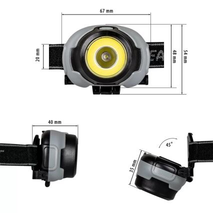 Φακός κεφαλής LED 2xLED/3xAAA IP44 170 lm