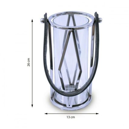 Φανάρι FRAGIL 26 cm γυαλιστερό χρώμιο/μαύρο