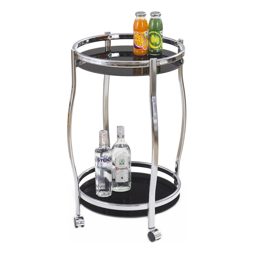 Φορητό τρόλεϊ μπαρ BAR 71x42 cm γυαλιστερό χρώμιο/μαύρο
