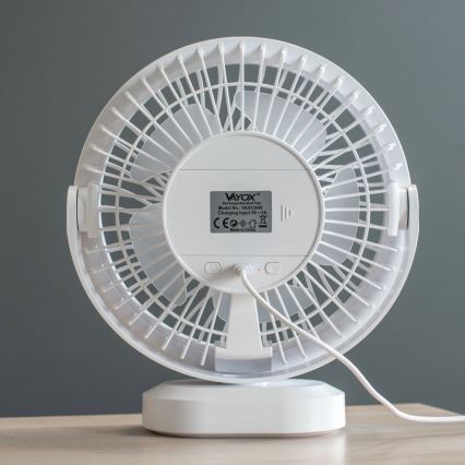Φορητός επιτραπέζιος ανεμιστήρας με LED φωτισμό LED/3W/5V USB 2400 mAh λευκός