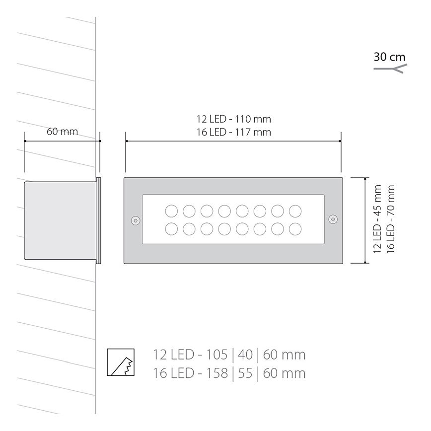 Φως LED εξωτερικού χώρου 1x12LED/1W/230V IP54