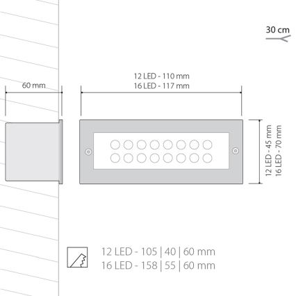 Φως LED εξωτερικού χώρου INDEX 1x12LED/1W/230V IP54