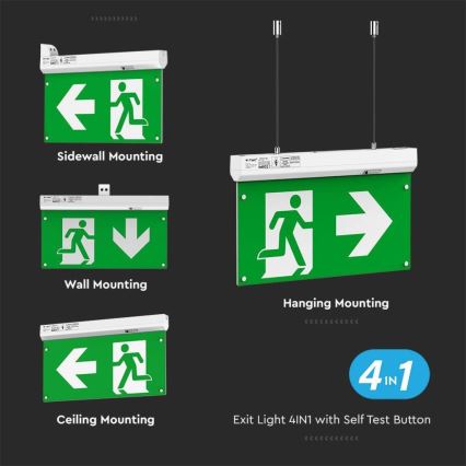 Φως έκτακτης ανάγκης LED EMERGENCY EXIT LED/2,5W/230V 4σε1 6000K