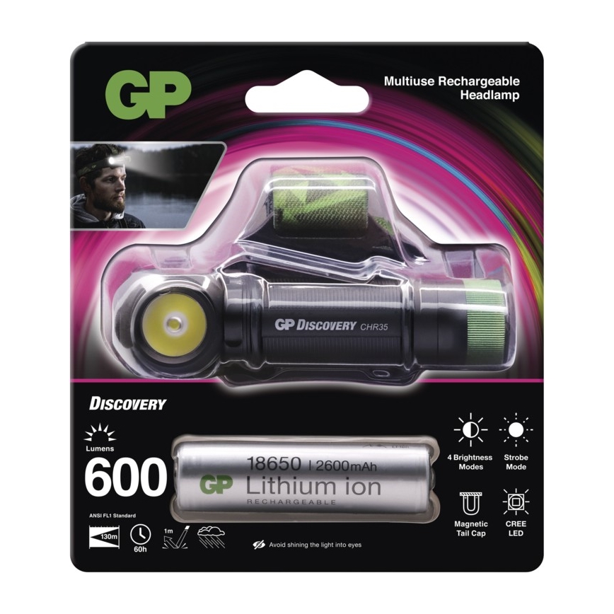 Φως κεφαλής LED GP DISCOVERY CHR35 LED/3,7V/2600mAh