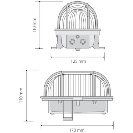 Φως οροφής εξωτερικού χώρου OVAL 1xE27/60W/230V IP44