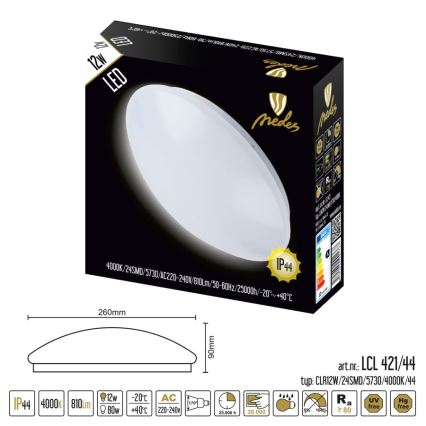 Φως οροφής μπάνιου LED LED/12W/230V IP44