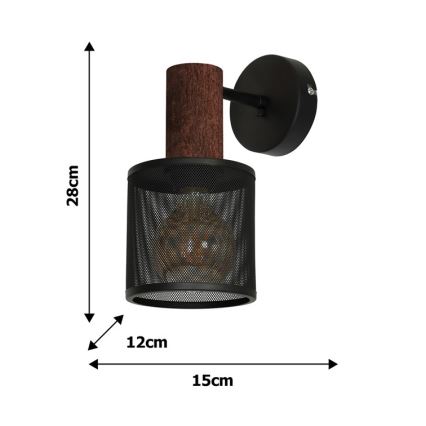 Φως τοίχου ARES BLACK 1xE27/60W/230V
