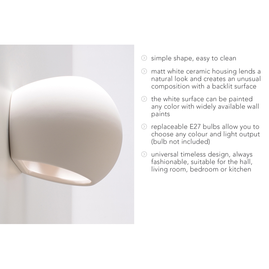 Φως τοίχου GLOBE 1xE27/60W/230V λευκό