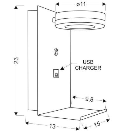 Φως τοίχου LED με φορτιστή COMPACT LED/4W/230V