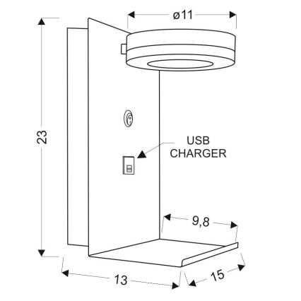 Φως τοίχου LED με φορτιστή COMPACT LED/4W/230V