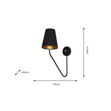 Φως τοίχου VICTORIA 1xE27/60W/230V μαύρο