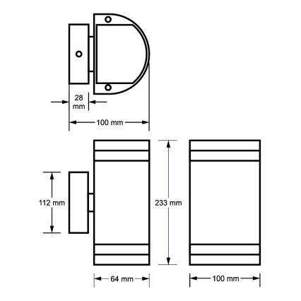 Φως τοίχου εξωτερικού χώρου KORTEK 2xGU10/30W/230V IP54 μαύρο