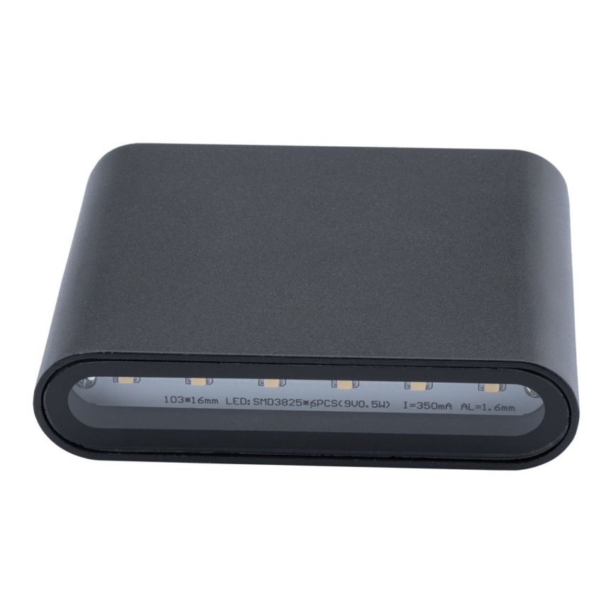 Φως τοίχου εξωτερικού χώρου LED FLOW 2xLED/3W/230V IP54 μαύρο