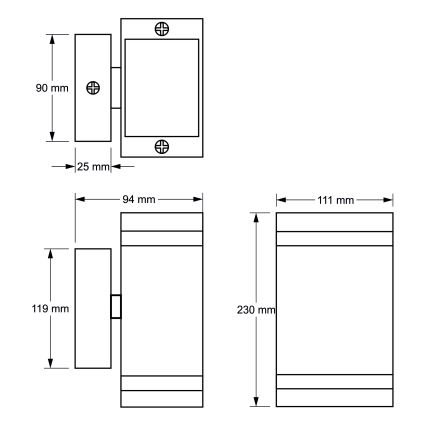 Φως τοίχου εξωτερικού χώρου LITEK 2xGU10/30W/230V IP44 γκρι