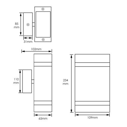 Φως τοίχου εξωτερικού χώρου LITEK 2xGU10/30W/230V IP44 μαύρο