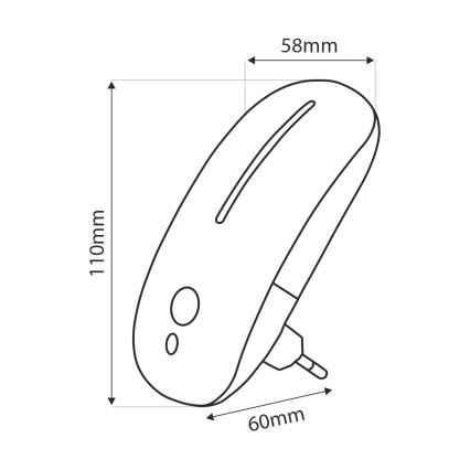 Φωτάκι νυκτός LED με αισθητήρα LED/1W/230V λευκό