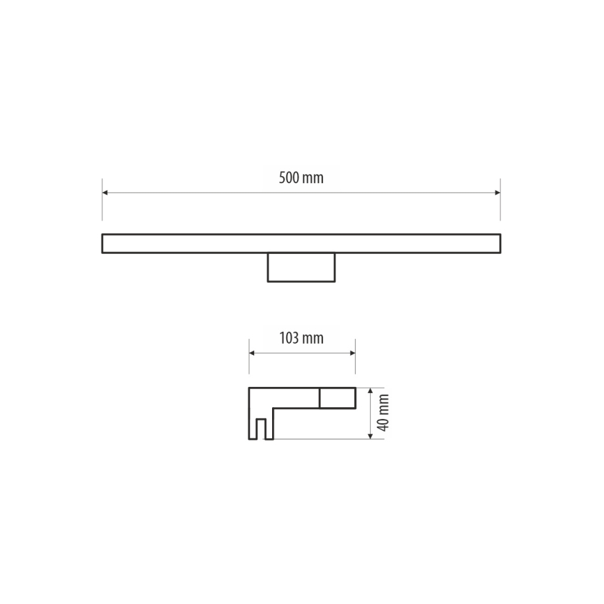 Φωτισμός καθρέφτη μπάνιου LED MIRROR LED/10W/230V 50 cm IP44 μαύρο