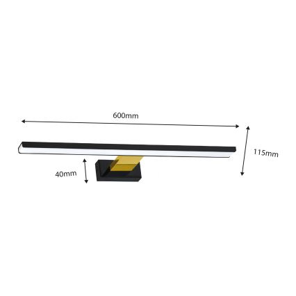 Φωτισμός καθρέφτη μπάνιου LED SHINE LED/13,8W/230V IP44 μαύρο/gold