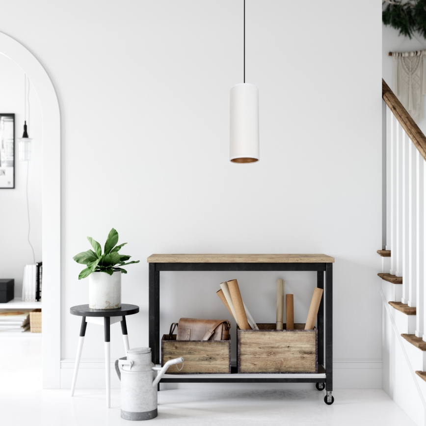 Φωτιστικό οροφής με καλώδιο AVALO 1xE27/60W/230V λευκό/χάλκινο
