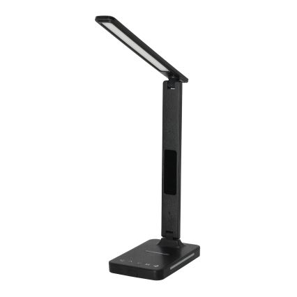 Επιτραπέζιο φωτιστικό LED Dimmable με ασύρματη φόρτιση QI, οθόνη και θύρα USB LED/7W/230V 3000-6000K μαύρο