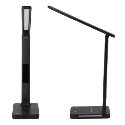 Επιτραπέζιο φωτιστικό LED Dimmable με ασύρματη φόρτιση QI, οθόνη και θύρα USB LED/7W/230V 3000-6000K μαύρο