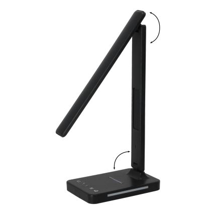 Επιτραπέζιο φωτιστικό LED Dimmable με ασύρματη φόρτιση QI, οθόνη και θύρα USB LED/7W/230V 3000-6000K μαύρο