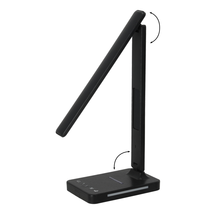 Επιτραπέζιο φωτιστικό LED Dimmable με ασύρματη φόρτιση QI, οθόνη και θύρα USB LED/7W/230V 3000-6000K μαύρο