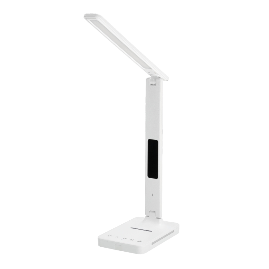 Επιτραπέζιο φωτιστικό LED Dimmable με ασύρματη φόρτιση QI, οθόνη και θύρα USB LED/7W/230V 3000-6000K λευκό