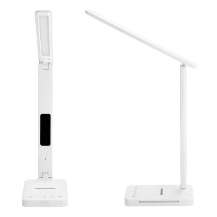 Επιτραπέζιο φωτιστικό LED Dimmable με ασύρματη φόρτιση QI, οθόνη και θύρα USB LED/7W/230V 3000-6000K λευκό