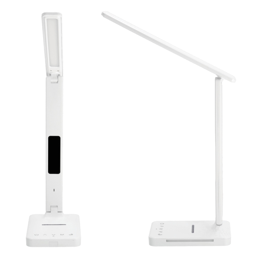 Επιτραπέζιο φωτιστικό LED Dimmable με ασύρματη φόρτιση QI, οθόνη και θύρα USB LED/7W/230V 3000-6000K λευκό