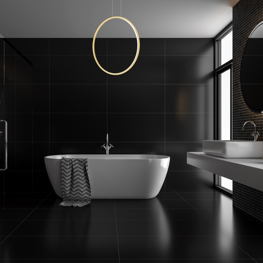 Φωτιστικό LED με καλώδιο SATURNO LED/46W/230V διάμ. 80 εκ. IP44 χρυσό