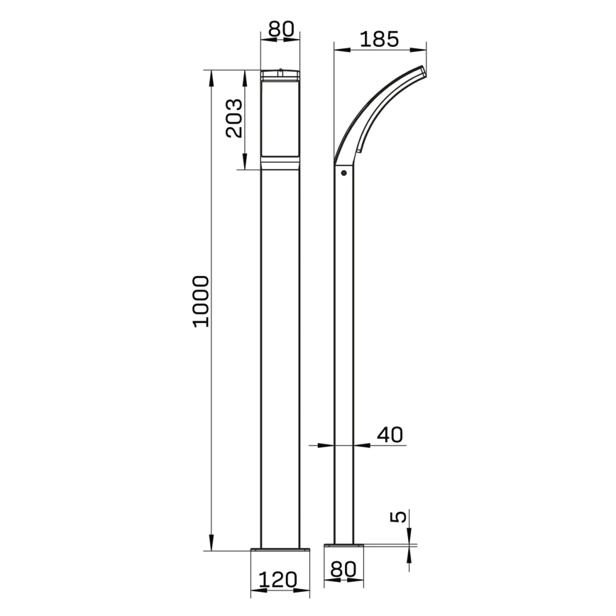 Φωτιστικό LED εξωτερικού χώρου AMY LED/12W/230V 100 cm IP44 μαύρο