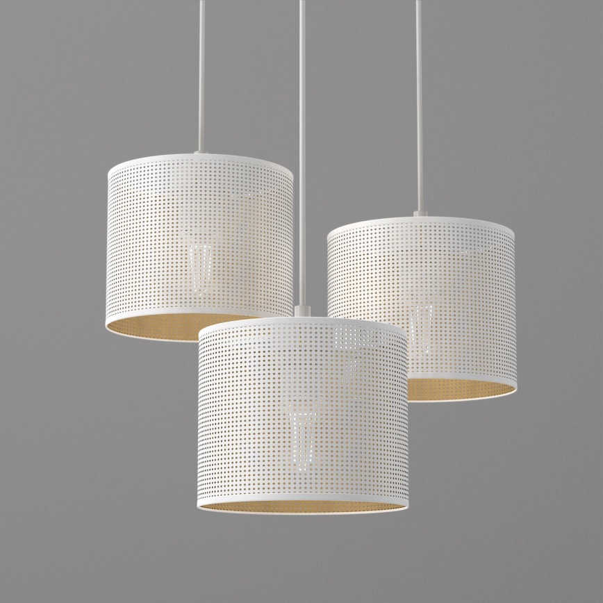 Φωτιστικό οροφής με καλώδιο LOFT SHADE 3xE27/60W/230V λευκό/χρυσό