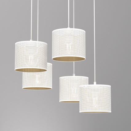 Φωτιστικό οροφής με καλώδιο LOFT SHADE 5xE27/60W/230V λευκό/χρυσό