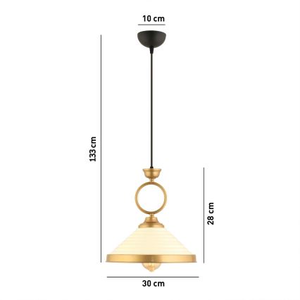 Φωτιστικό MONZA 1xE27/40W/230V διάμετρος 30 εκ. κρέμα/χάλκινο