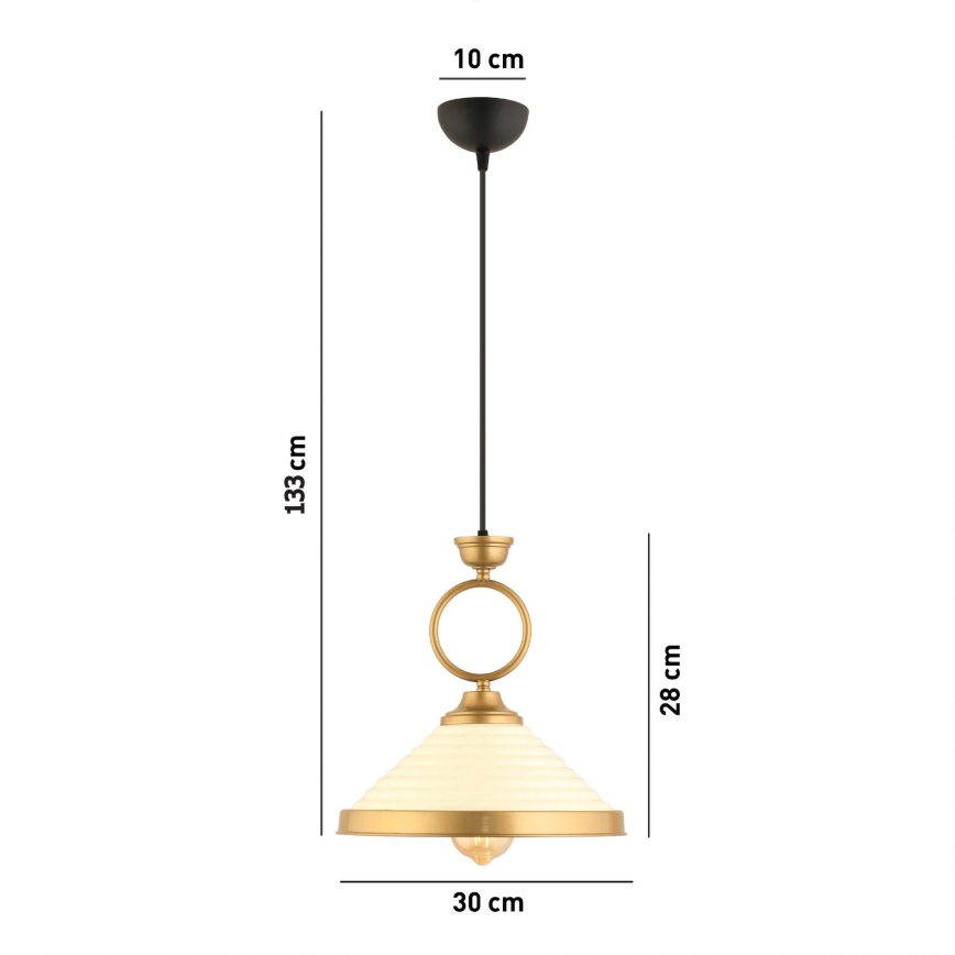 Φωτιστικό MONZA 1xE27/40W/230V διάμετρος 30 εκ. κρέμα/χάλκινο