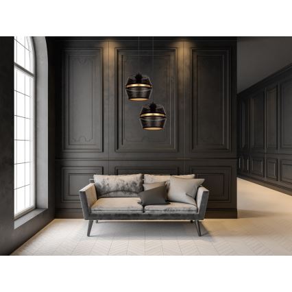 Φωτιστικό οροφής με καλώδιο PARIS 2xE27/60W/230V μαύρο/χρυσό