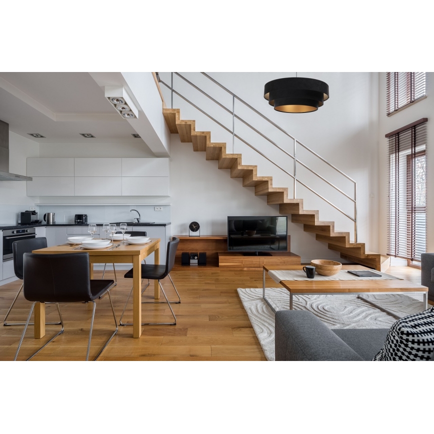 Φωτιστικό οροφής με καλώδιο TRINITI 1xE27/60W/230V μαύρο/χρυσό
