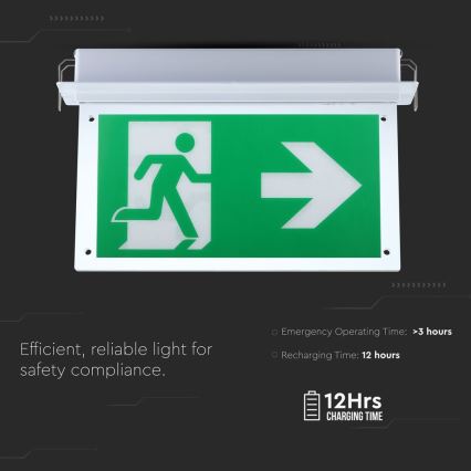 Φωτιστικό ασφαλείας LED EMERGENCY EXIT SAMSUNG CHIP LED/2W/230V 6000K