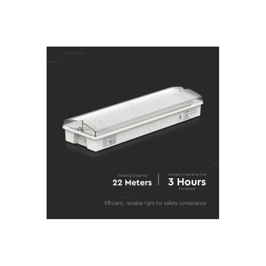 Φωτιστικό ασφαλείας LED EMERGENCY EXIT LED/3W/230V 6400K IP65