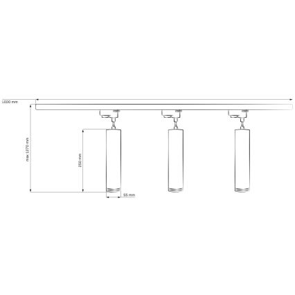 Φωτιστικό για σύστημα ράγας MARIBEL 3xGU10/10W/230V + 1 m rail system λευκό