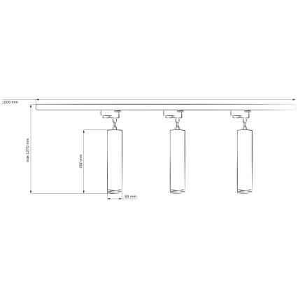 Φωτιστικό για σύστημα ράγας MARIBEL 3xGU10/10W/230V + 1 m rail system μαύρο