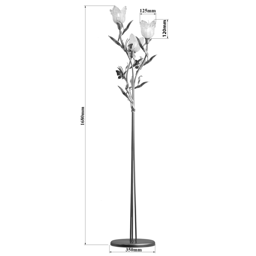 Φωτιστικό δαπέδου EDEN 3xE14/40W/230V Γυαλί Μουράνο