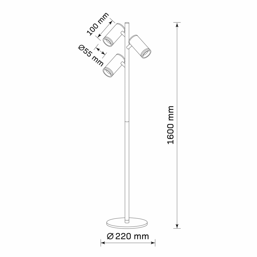 Φωτιστικό δαπέδου PARIS 3xGU10/12W/230V μαύρο