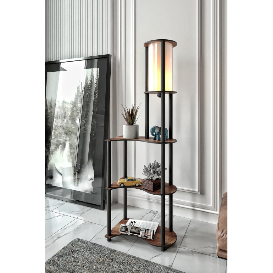 Φωτιστικό δαπέδου με ράφια 1xE27/40W/230V 140 cm μαύρο/καφέ