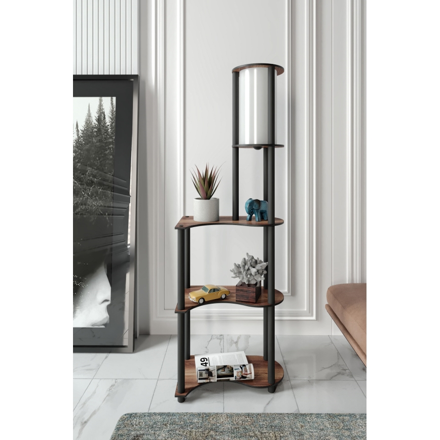Φωτιστικό δαπέδου με ράφια 1xE27/40W/230V 140 cm μαύρο/καφέ