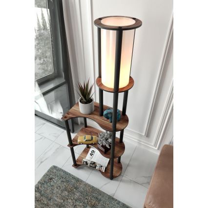 Φωτιστικό δαπέδου με ράφια 1xE27/40W/230V 140 cm μαύρο/καφέ