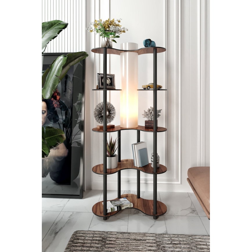 Φωτιστικό δαπέδου με ράφια 1xE27/40W/230V 150 cm μαύρο/καφέ